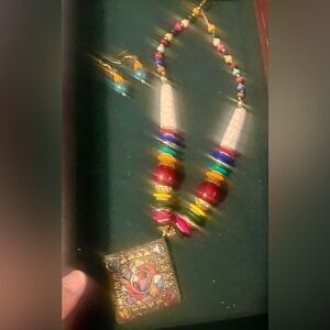 Colorful Beaded Necklace and Earrings Handmade 💕